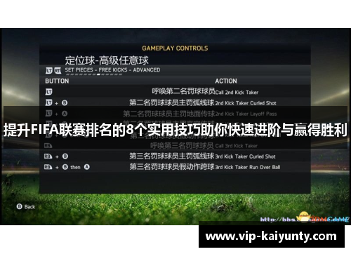 提升FIFA联赛排名的8个实用技巧助你快速进阶与赢得胜利
